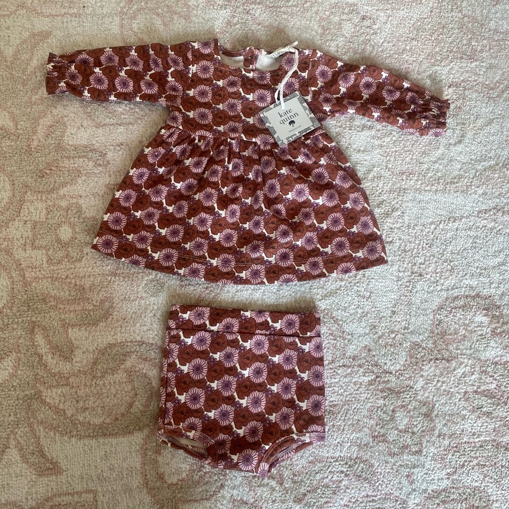 NWT long sleeve square neck dress and bloomer I poppies and daisies I Kate Quinn